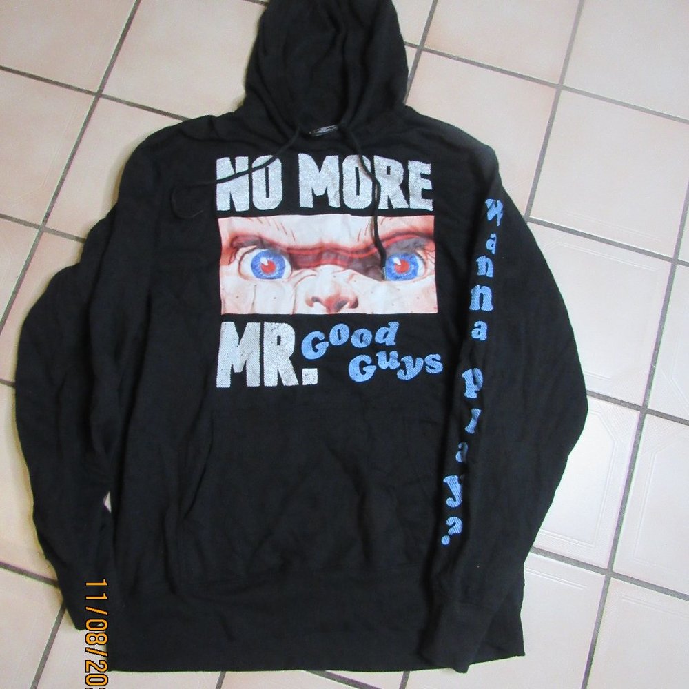 Chucky No More Mr. Good Guys Men Long Sleeve Black Hoodie LG 42/44 Child's Play